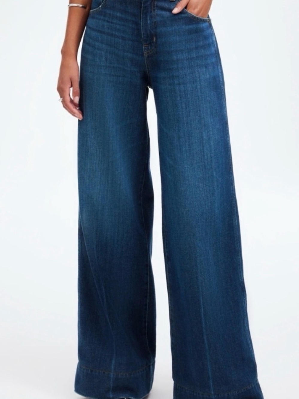 Madewell Wide-Leg High Rise Jeans in Deep Blue Denim